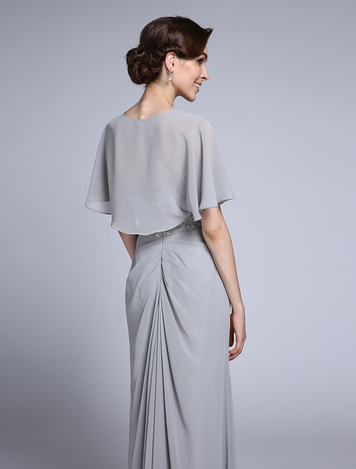 Luolandi Sheath / Column Mother of the Bride Dress Convertible Dress Sweetheart Ankle Length Chiffon Half Sleeve No with Sequin Side