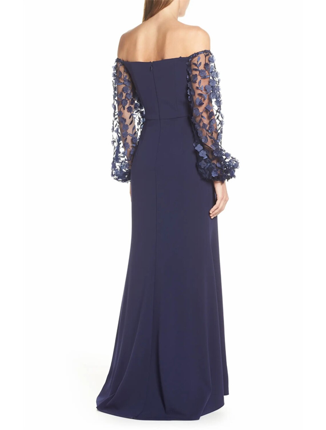 Luolandi Mermaid / Trumpet Evening Gown Elegant Dress Formal Sweep / Brush Train Long Sleeve Off Shoulder Fabric