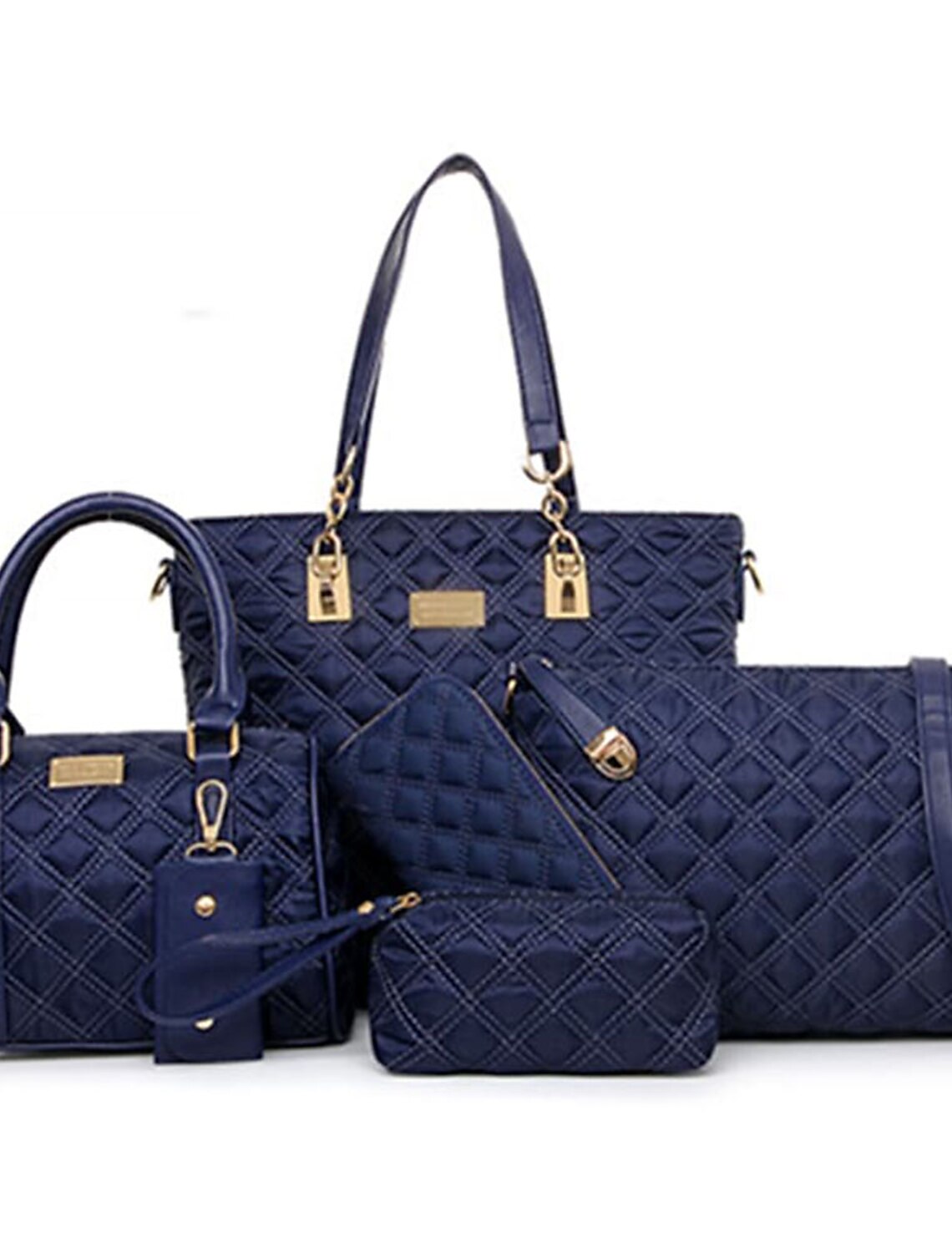 Women's Bag Set Nylon 5 Pieces Purse Set Formal Outdoor Office & Career Zipper Solid Colored Black Blue Purple