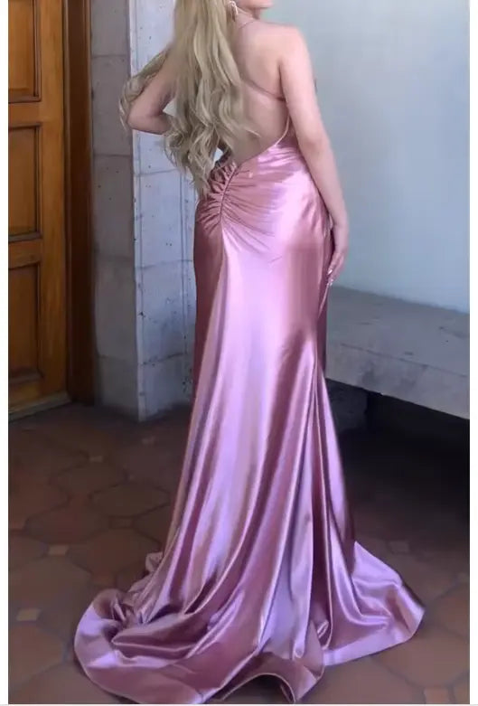 Luolandi Fashion Spaghetti Straps Mermaid Sleeveless Party Evening Gowns Charming Satin Long Formal Prom Dresses