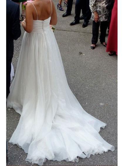 Luolandi A-line Spaghetti Strap Chapel Train Chiffon Simple Wedding Dresses Floor Length Bridal Gown