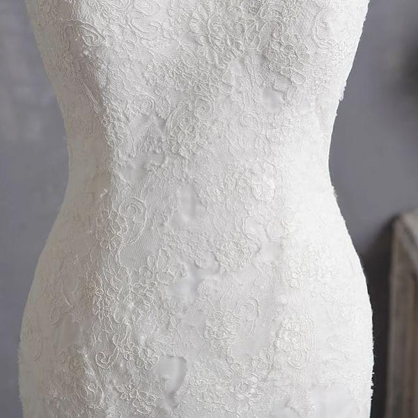 Luolandi Romantic Tulle V-neck Neckline Cap Sleeves Mermaid Wedding Dresses Elegant Bridal Gown