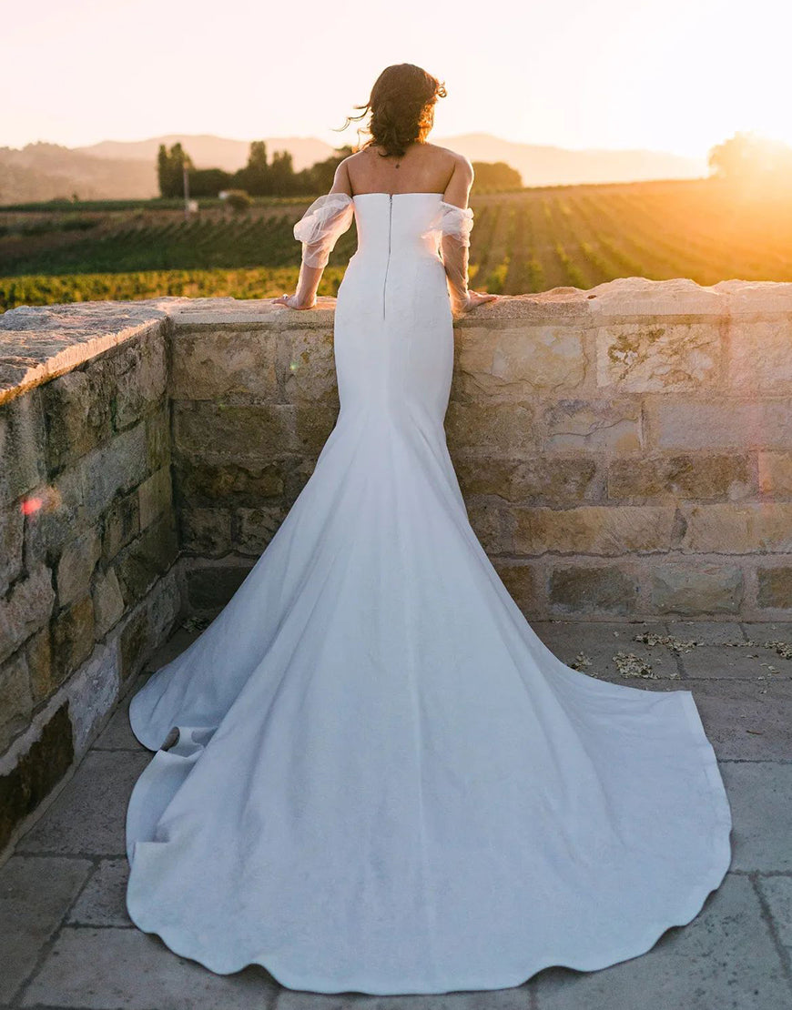 Luolandi Off Shoulder Wedding Dress With Sleeve Sexy Beautiful