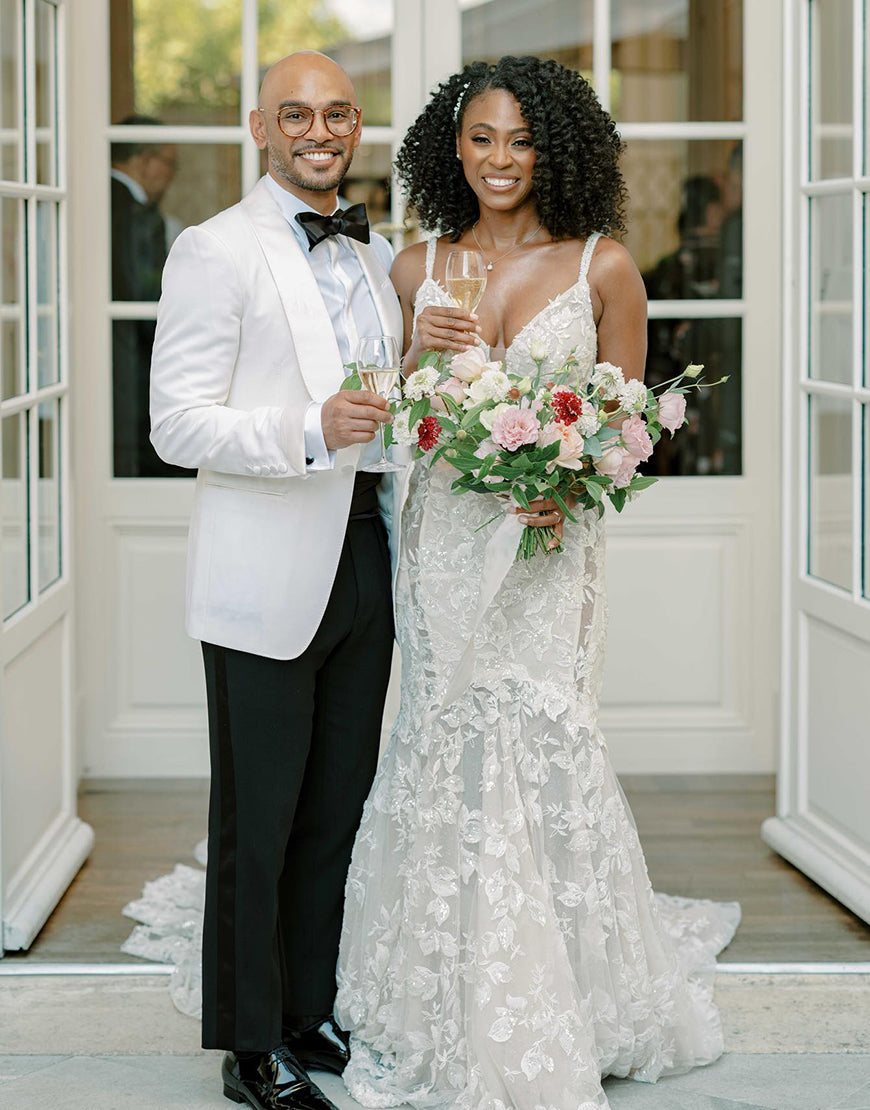 Luolandi Mermaid Backless Boho Wedding Dress with V-neck Open Back Sexy