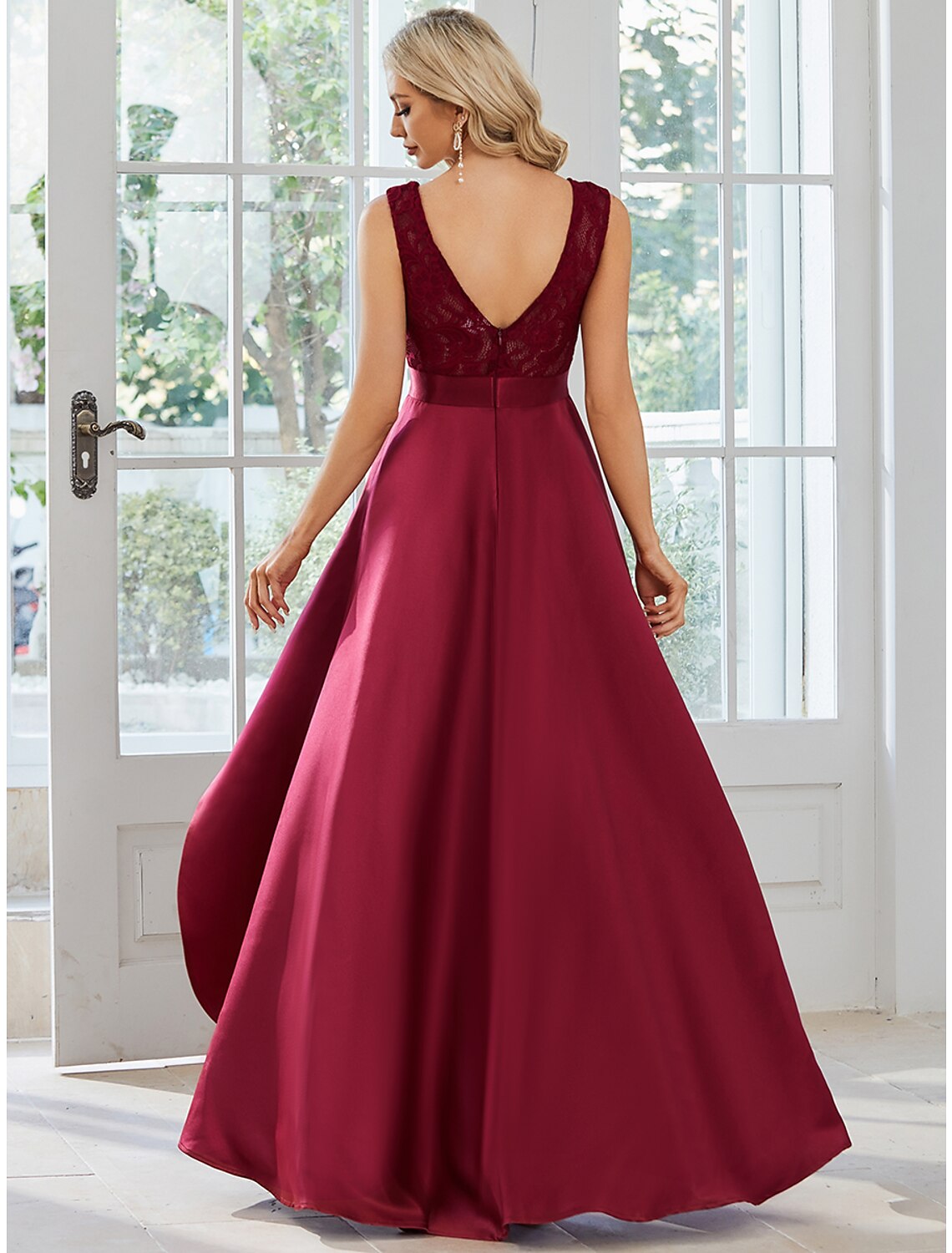 Luolandi A-Line Wedding Guest Dresses Casual Dress Party Wear Asymmetrical Sleeveless Jewel Neck Satin
