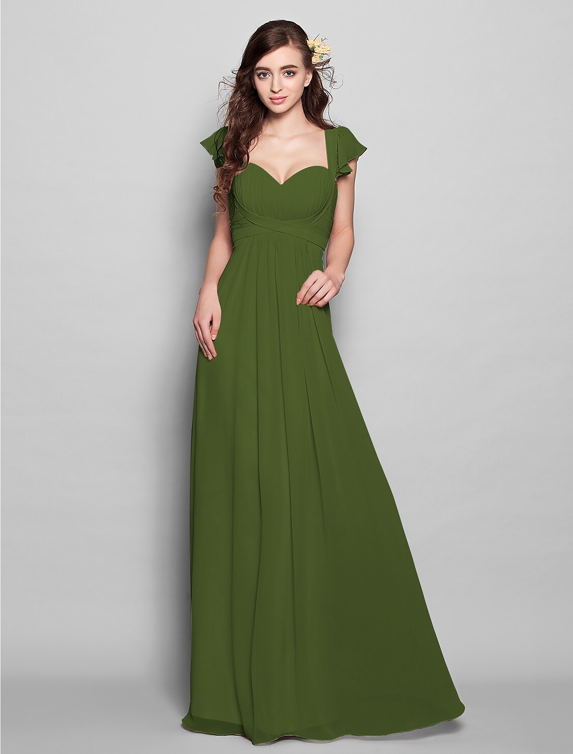 Luolandi Product Sample Sheath / Column Straps Floor Length Chiffon Bridesmaid Dress with Sash / Ribbon