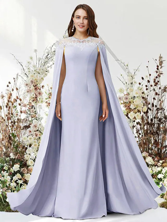 Luolandi Two Piece Sheath / Column Evening Gown Luxurious Dress Party Wear Floor Length Sleeveless Jewel Neck Chiffon
