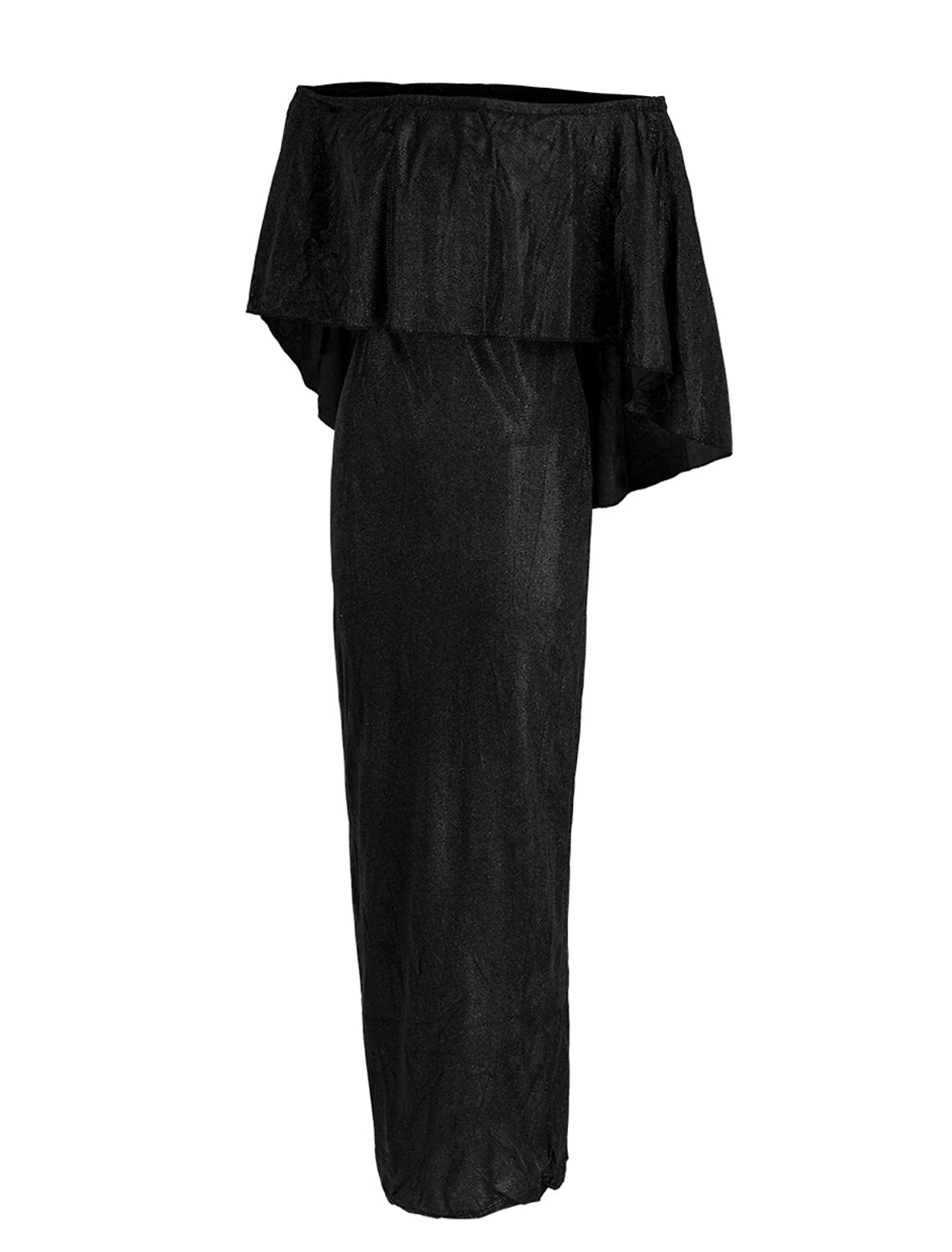 Luolandi Mermaid / Trumpet Evening Gown Sparkle & Shine Dress Formal Wedding Guest Sweep / Brush Train Sleeveless Off Shoulder Capes Sequined