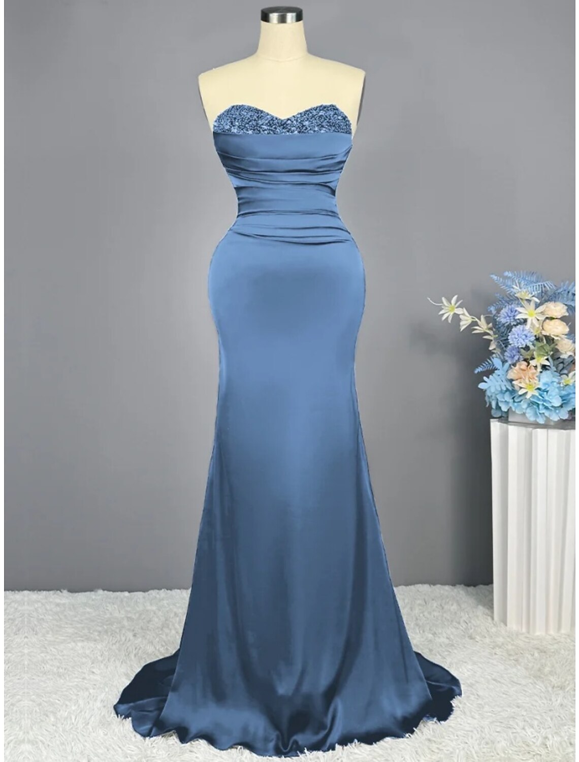 Luolandi A-Line Evening Gown Elegant Dress Formal Sweep / Brush Train Christmas Red Green Dress Sleeveless Sweetheart with Pleats Ruched