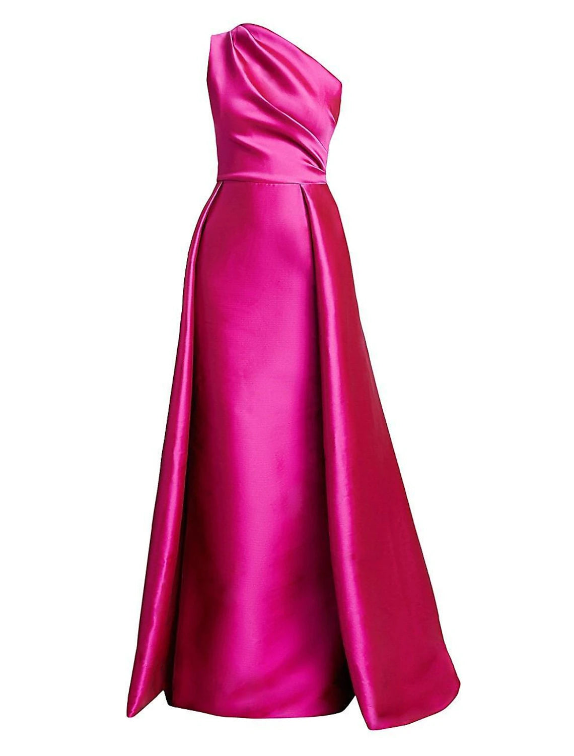 Luolandi Sheath Red Green Dress Evening Gown Hot Pink Dress Wedding Guest Floor Length Sleeveless One Shoulder Satin with Overskirt