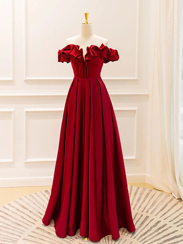 Luolandi Ball Gown A-Line Evening Gown Empire Dress Prom Floor Length Sleeveless V Neck Jersey