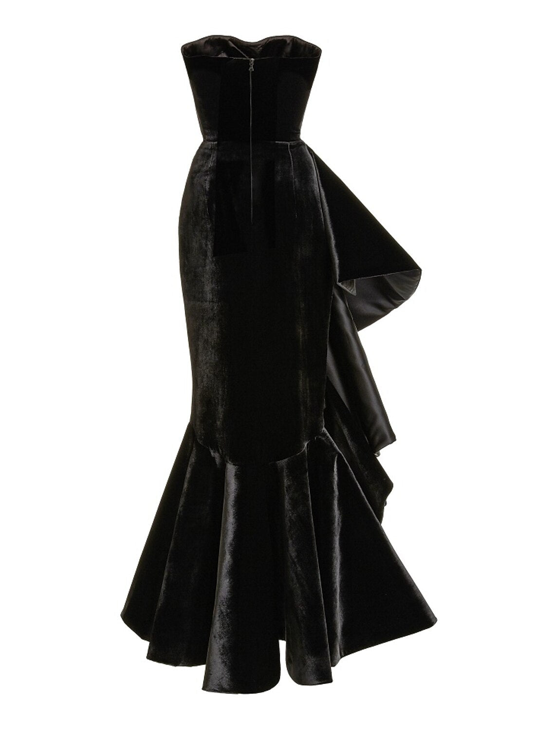 Luolandi Mermaid / Trumpet Prom Dresses Little Black Dress Dress Prom Floor Length Sleeveless Strapless Velvet with Ruffles