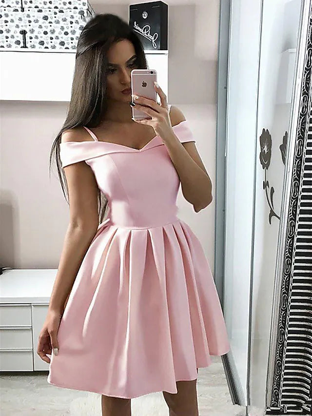 Luolandi A-Line Minimalist Sexy Party Wear Cocktail Party Dress V Neck Sleeveless Knee Length Fabric