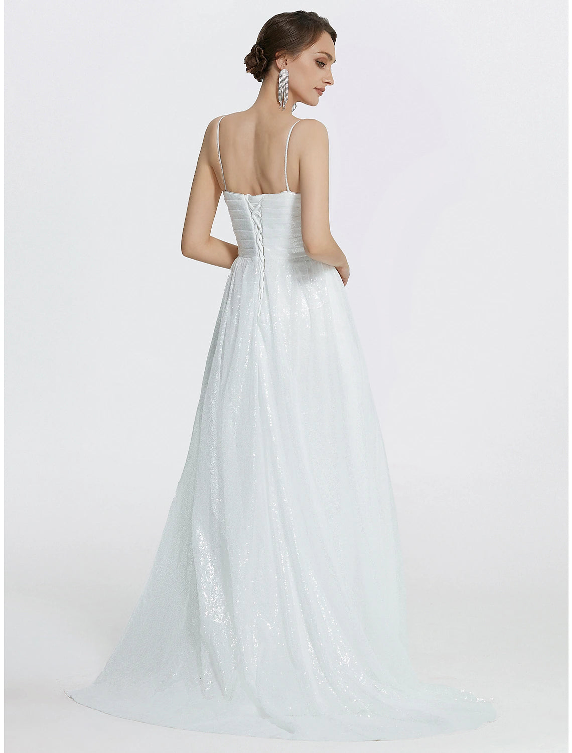 Luolandi Mermaid / Trumpet Prom Dresses Sparkle Dress Wedding Floor Length Sleeveless Cowl Neck Sequined with Ruched