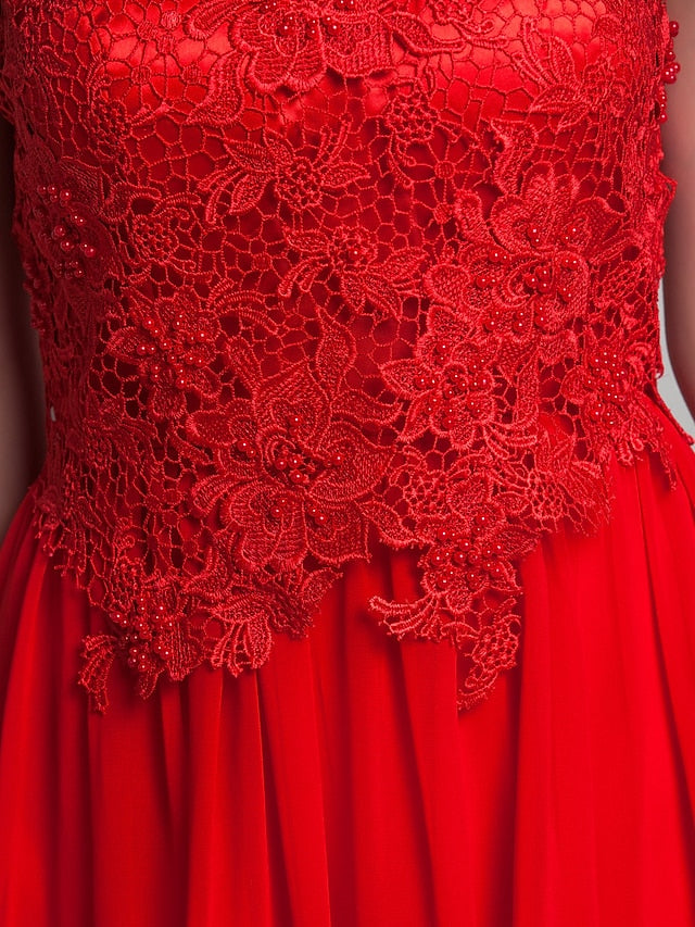 Luolandi Sheath / Column Elegant Dress Wedding Guest Asymmetrical Sleeveless Halter Chiffon Backless