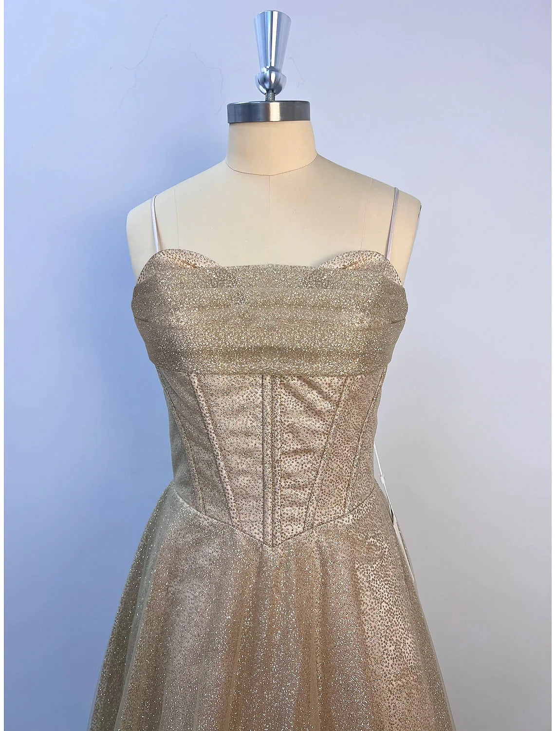 A-Line Evening Gown Corsets Dress Summer Floor Length Sleeveless Cowl Neck Tulle