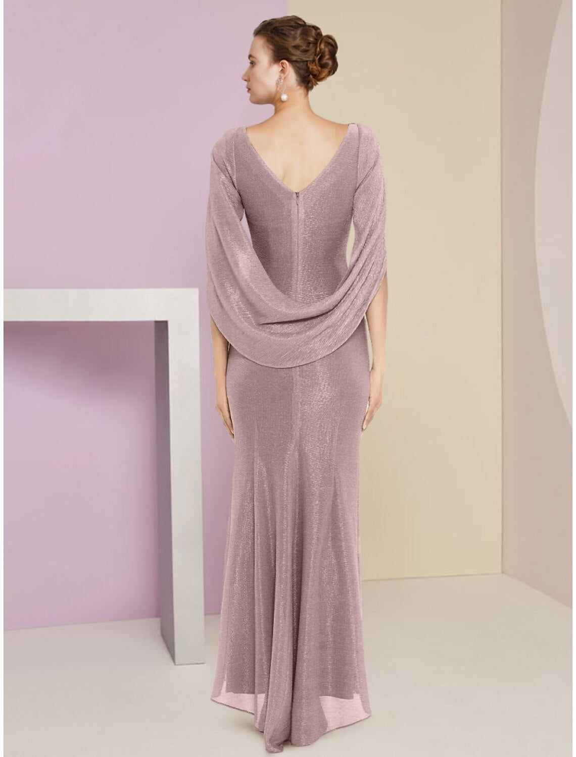 Luolandi Mermaid / Trumpet Mother of the Bride Dress Wedding Guest Sparkle & Shine Elegant Scoop Neck Ankle Length Chiffon Half Sleeve with Sequin