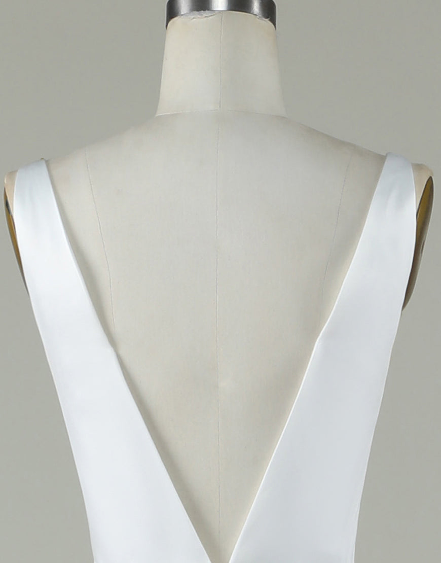 Luolandi V Neck Open Back A Line Ivory Wedding Dress With Appliques Beautiful