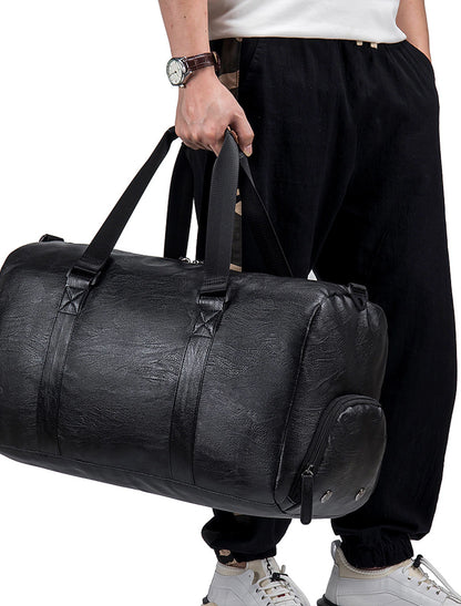 Man PU Travelling bag Retro handbag high-capacity One shoulder CrossbodyWith shoes Bodybuilding Luggage bag