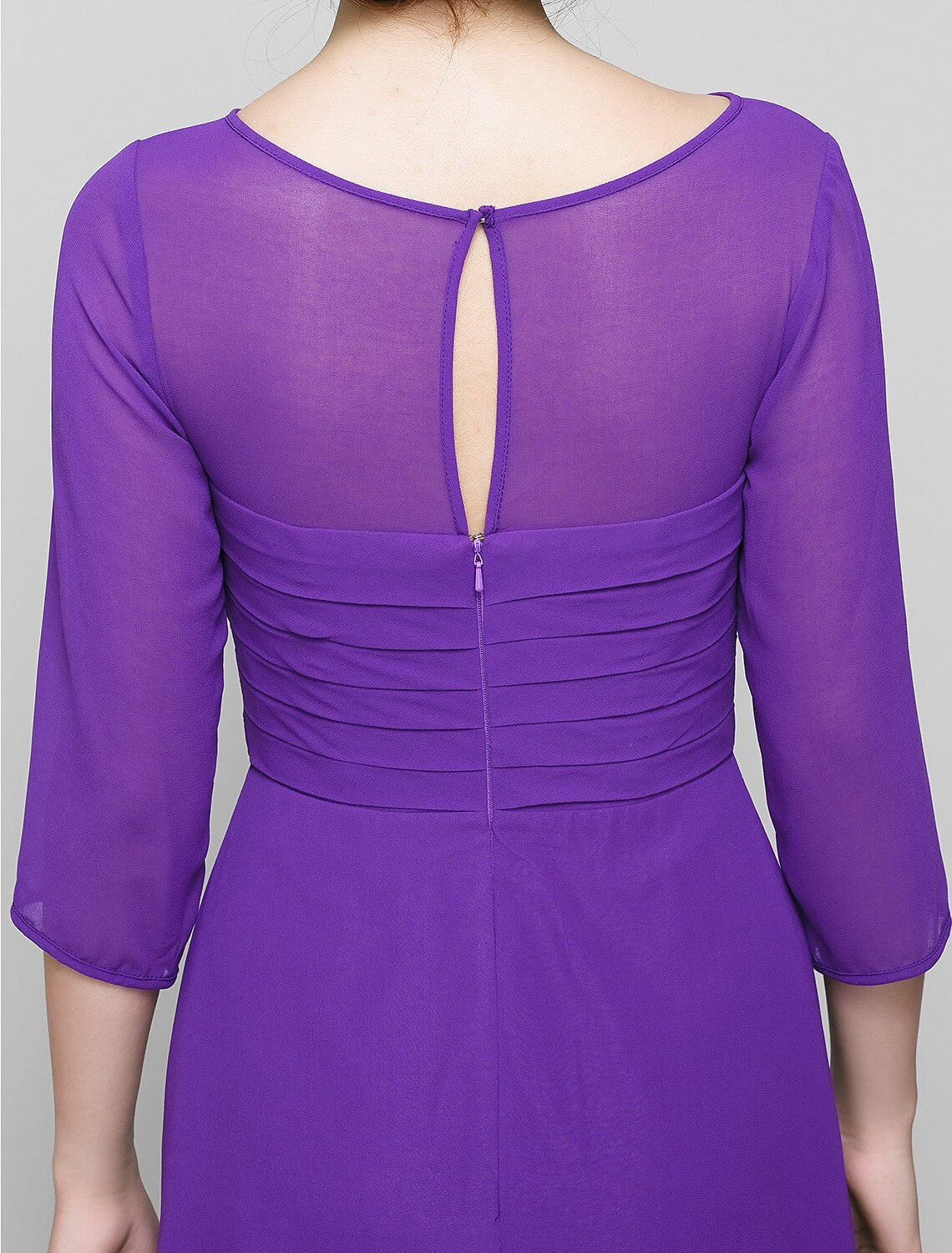 Luolandi A-Line Mother of the Bride Dress Elegant Scoop Neck Ankle Length Chiffon 3/4 Length Sleeve