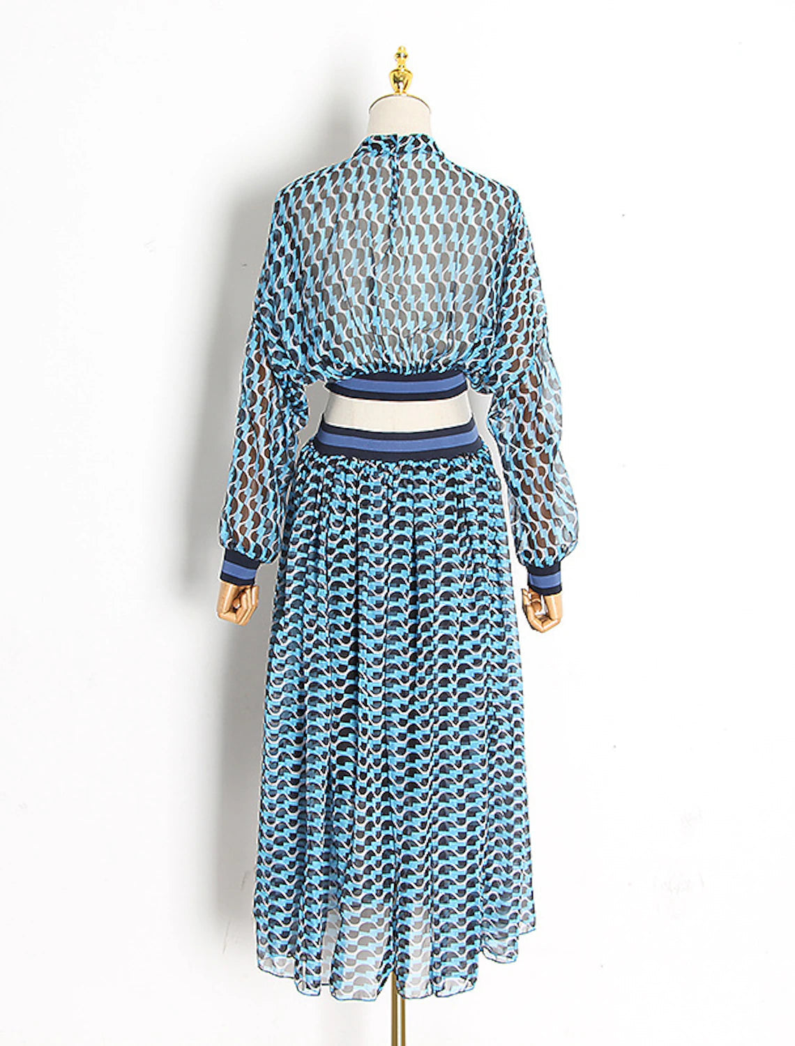 Luolandi A-Line Party Dresses Flying Dress Dress Holiday Ankle Length Long Sleeve High Neck Chiffon