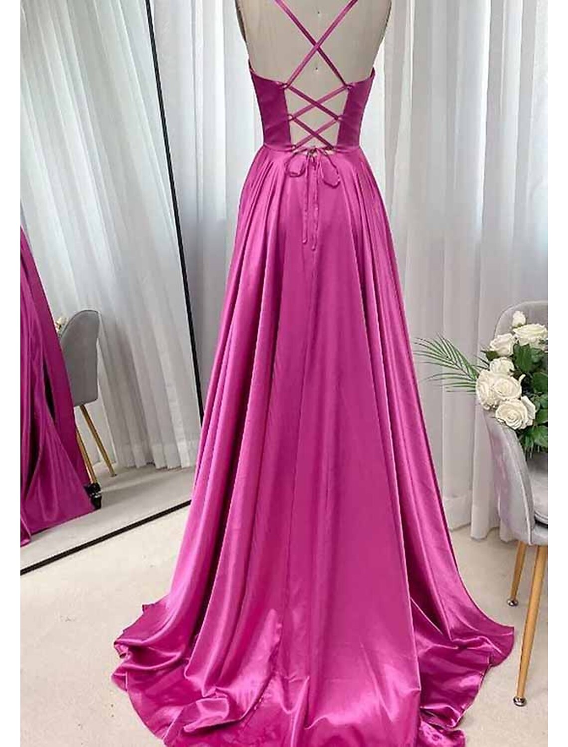 Luolandi A-Line Wedding Guest Dresses Sexy Dress Party Wear Sweep / Brush Train Sleeveless Sweetheart Cotton Backless Crisscross Back with Glitter Ruched
