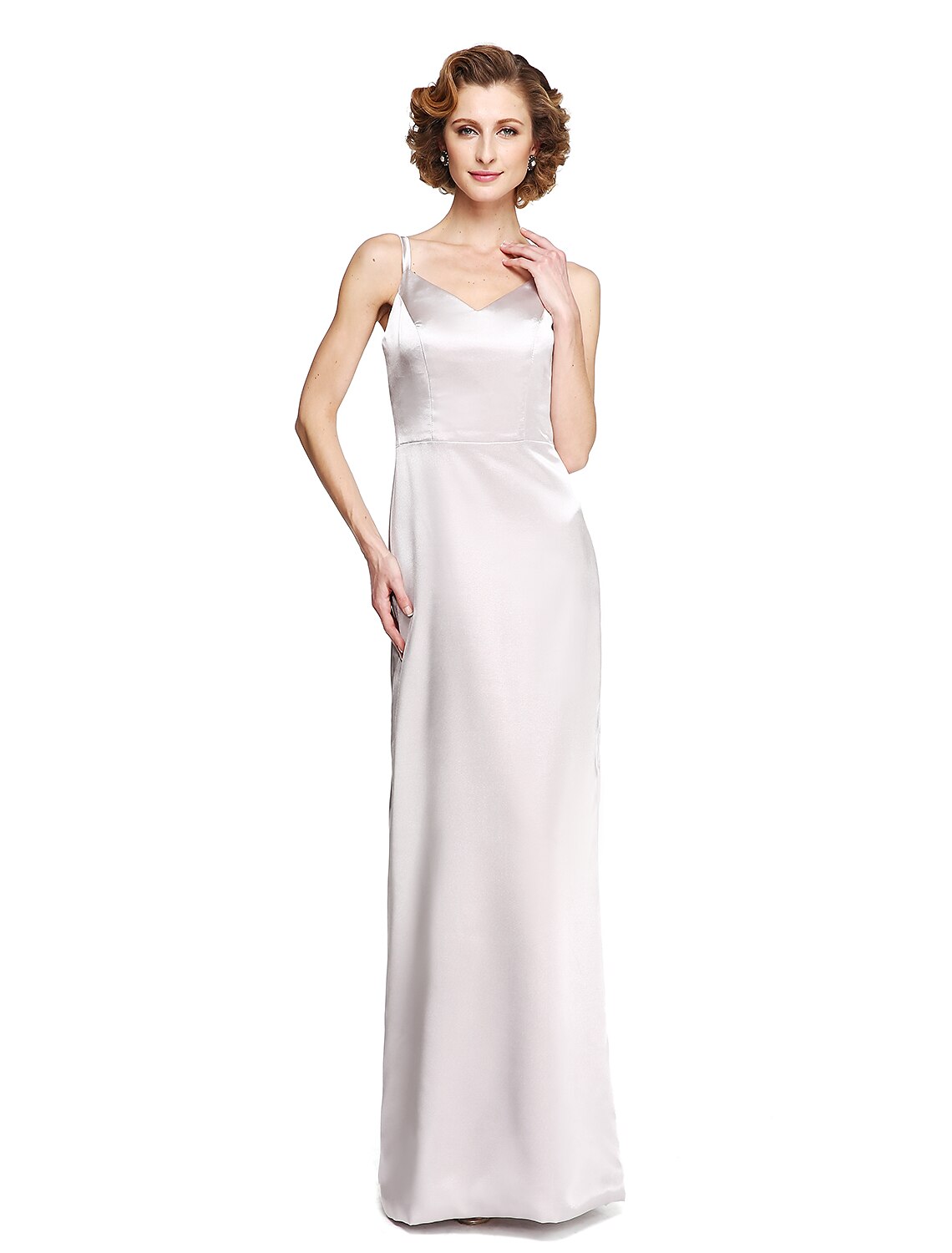 Luolandi Sheath / Column Mother of the Bride Dress Two Piece Spaghetti Strap Floor Length Satin Sleeveless yes