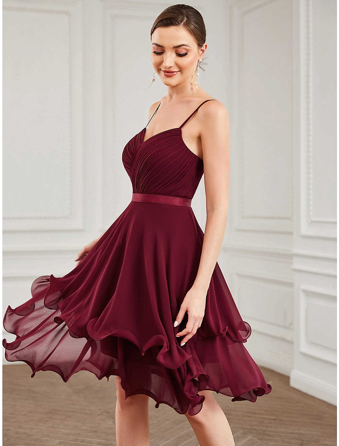 Luolandi A-Line Homecoming Dresses Elegant Dress Homecoming Short / Mini Sleeveless Sweetheart Chiffon with Pure Color