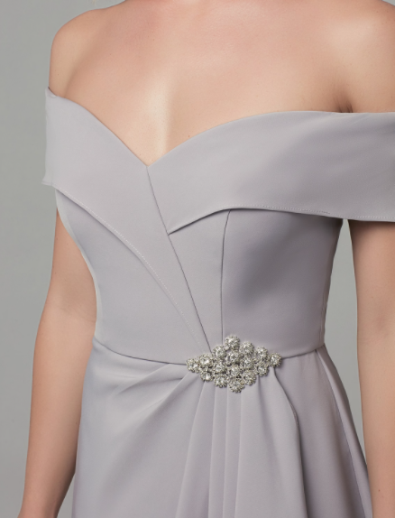 Dresses Elegant Luxurious Dress Wedding  Floor Length Short Sleeve Off Shoulder with Rhinestone Split Front