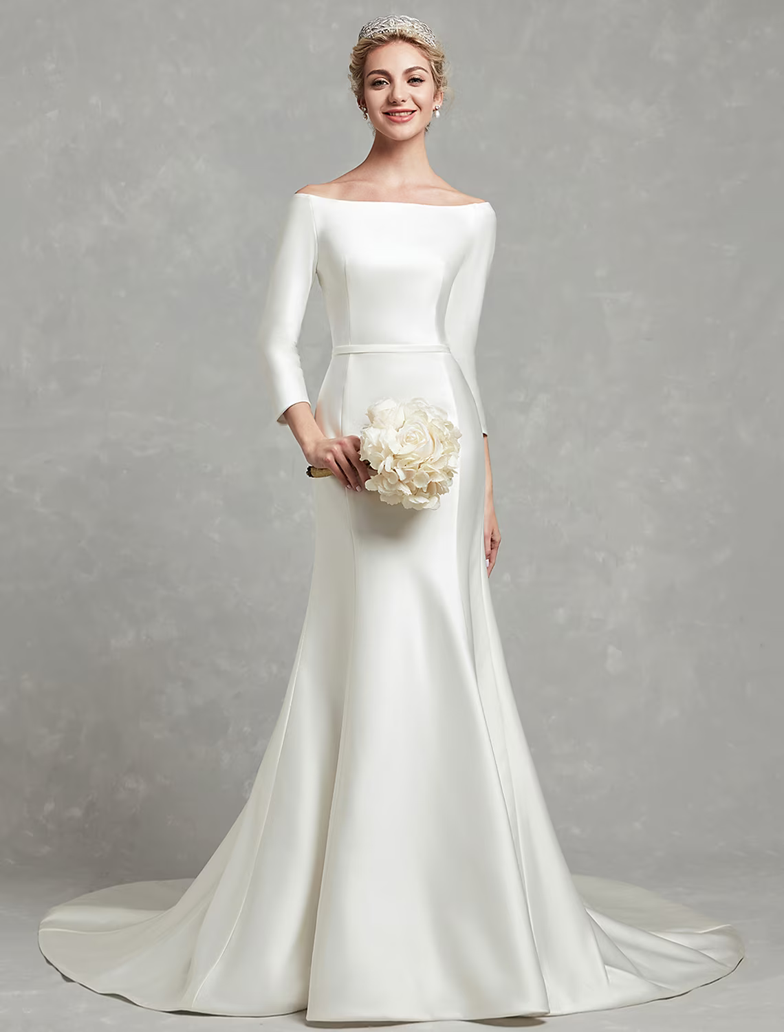 Casual Wedding Dresses Chapel Train Length Sleeve Strapless Satin With Pleat