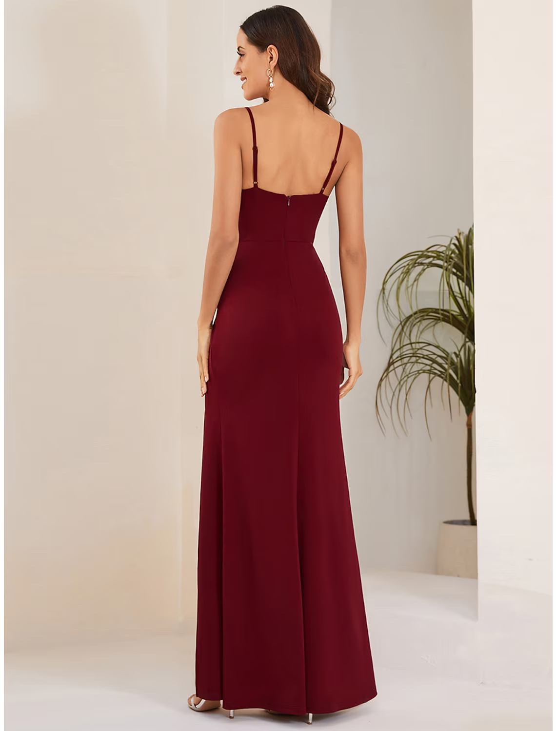 Wedding Guest Dresses Sexy Dress Formal Floor Length Sleeveless Strap Stretch Fabric with Slit