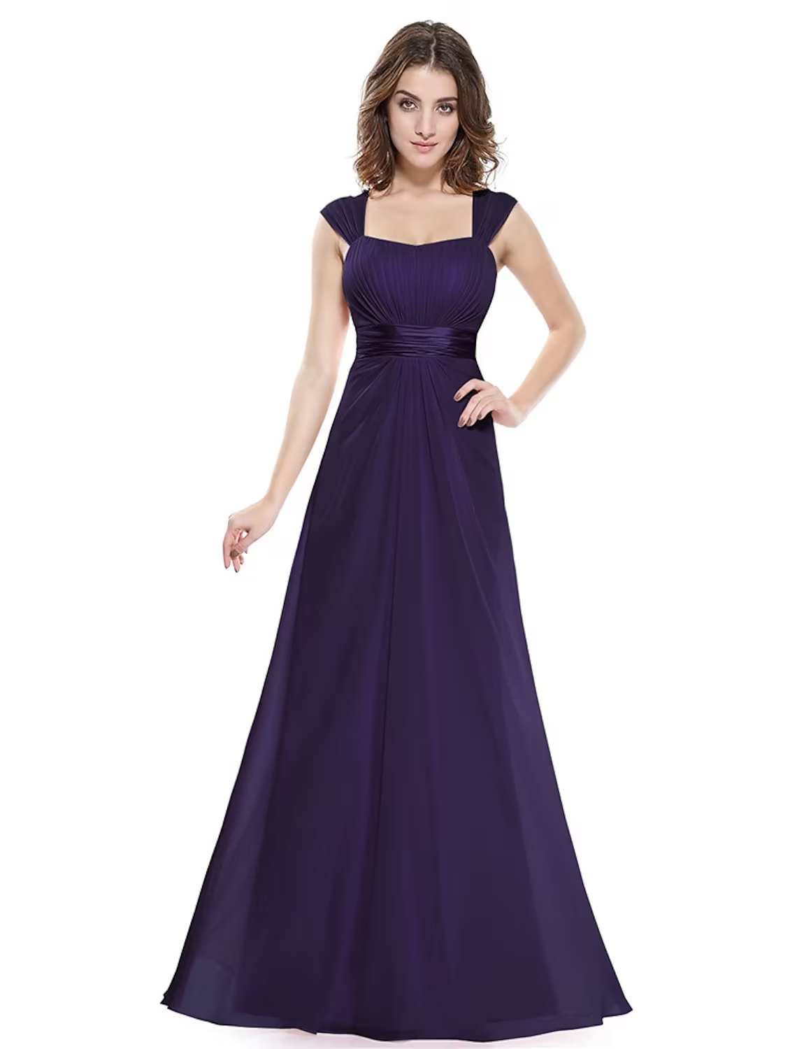 A-Line Evening Gown Beautiful Back Dress Wedding Guest Floor Length Sleeveless Scoop Neck Chiffon with Ruched