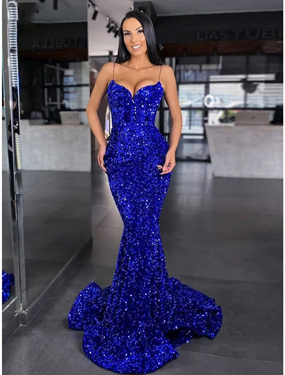 Prom Dresses Masquerade Sleeveless Strap Sequined Backless with Sequin