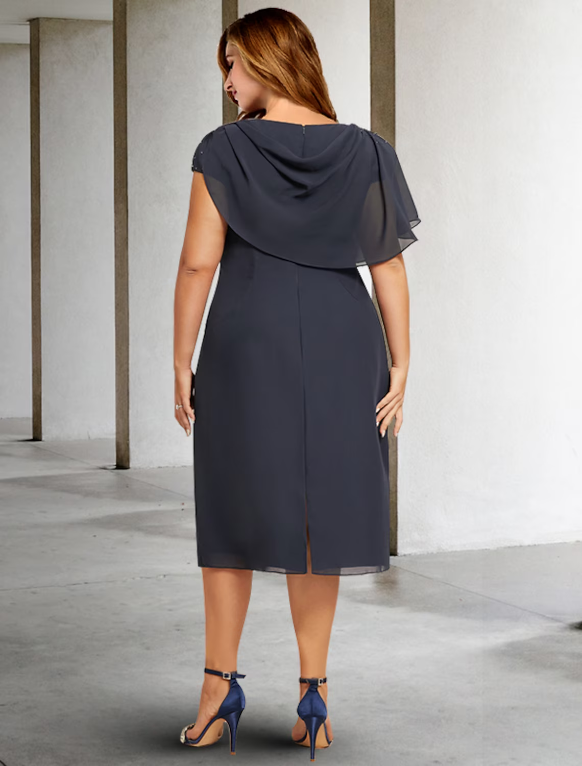 A-Line Plus Size Curve Mother of the Bride Dresses Plus Size Dress Formal Short Sleeve Chiffon with Ruched Pearls Ruffles