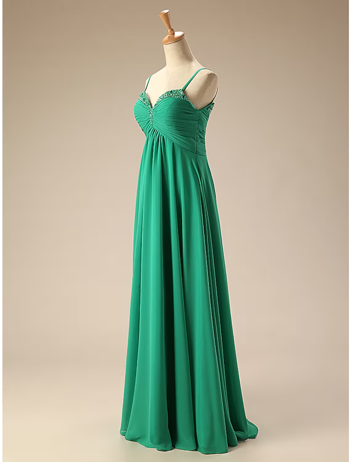 A-Line Prom Dresses Dress Formal Floor Length Sleeveless Sweetheart Chiffon Backless with Pleats Ruched Beading