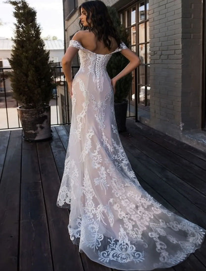 Beach Wedding Dresses Regular Straps Lace With Lace