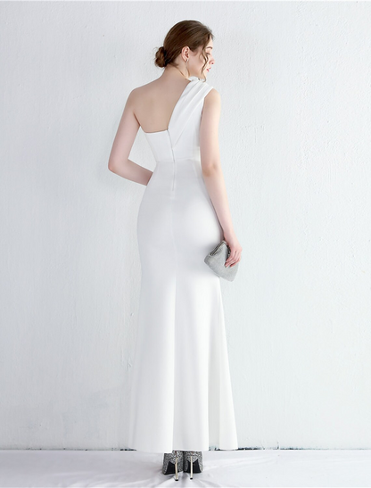 Prom Dresses Elegant Dress Formal Floor Length Sleeveless One Shoulder Polyester with Slit