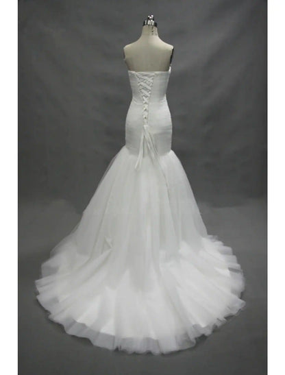 Engagement Formal Wedding Dresses Strapless Tulle Ruched