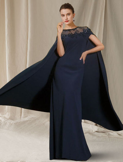 Mother of the Bride Dress Elegant Floor Length Stretch Chiffon Sleeveless Jacket Dresses with Appliques