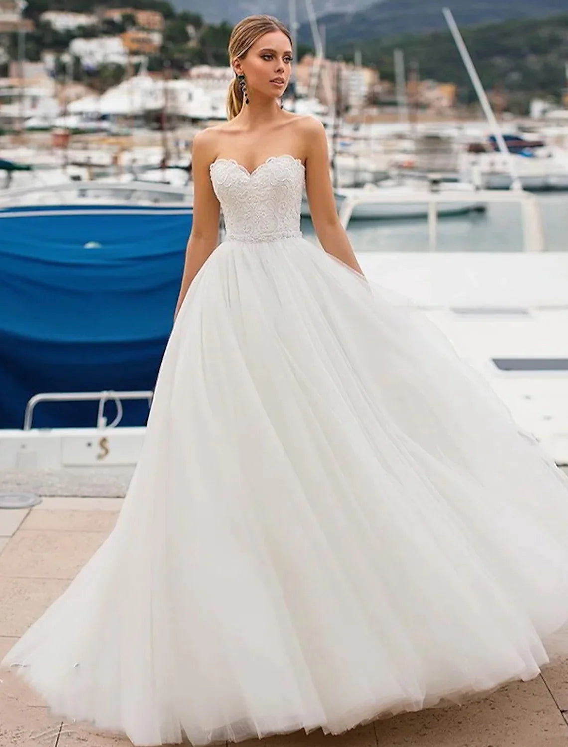 Beach Formal Wedding Dresses Ball Gown Strapless Strapless Lace