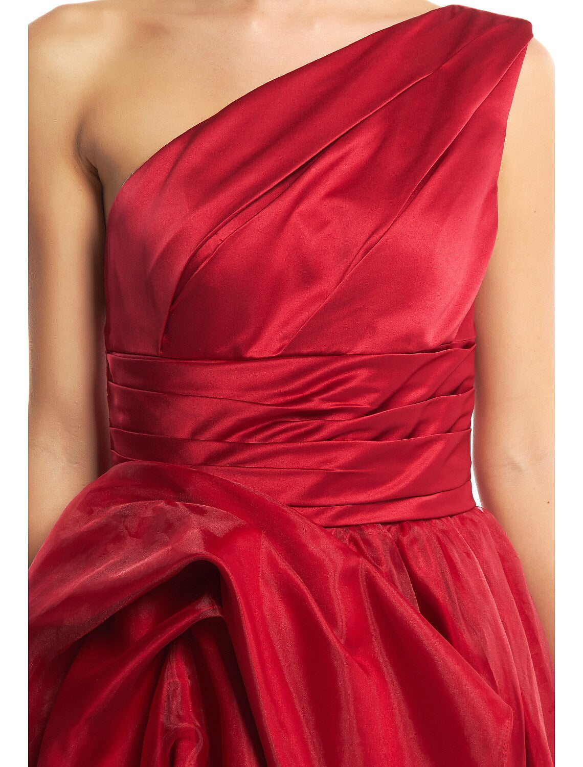 Elegant Prom Formal Evening Dress One Shoulder Sleeveless Floor Length Organza with Side Draping