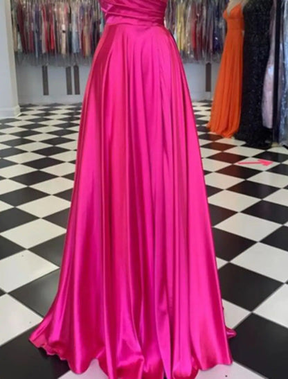 A-Line Prom Dresses Sexy Dress Formal Floor Length Sleeveless Strap Charmeuse with Slit