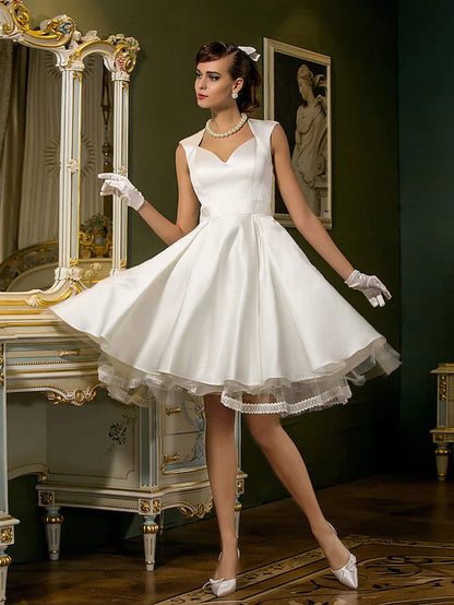 Vintage Little White Dresses Knee Length A-Line Lace Button