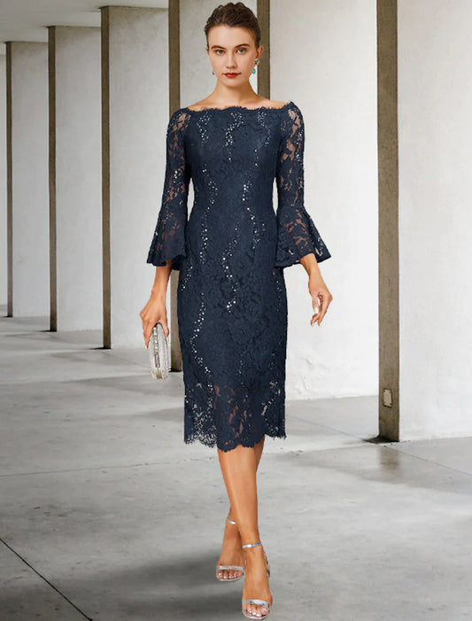 Mother of the Bride Dress Vintage Elegant Lace with Sequin