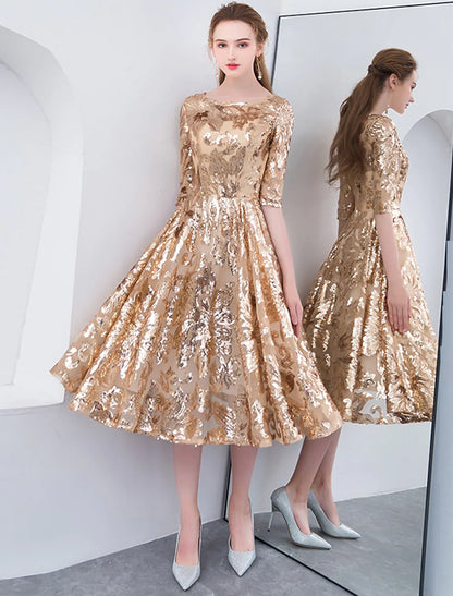A-Line Cocktail Dresses Party Dress Half Sleeve Sequined