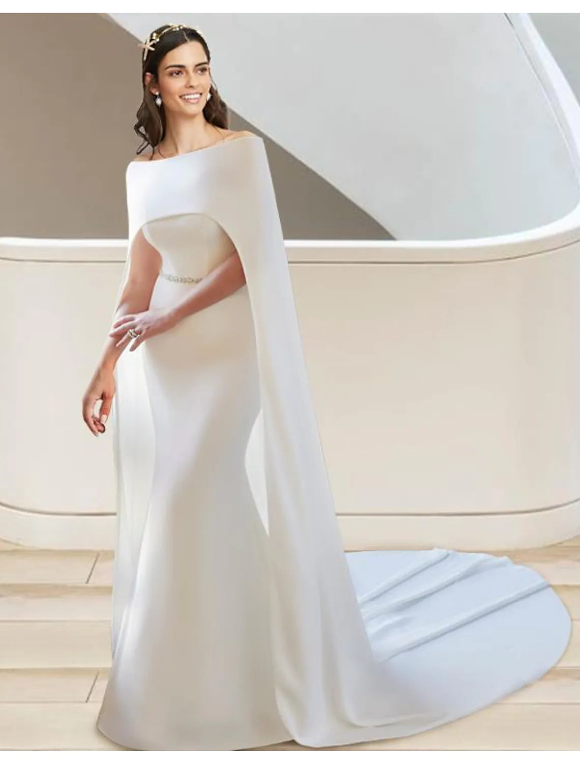Formal Wedding Dresses Two Piece Sleeveless Strapless Stretch Fabric Sashes Ribbons