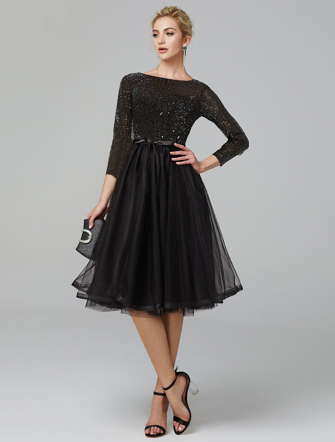A-Line Cocktail Dresses Tulle with Sequin Strappy