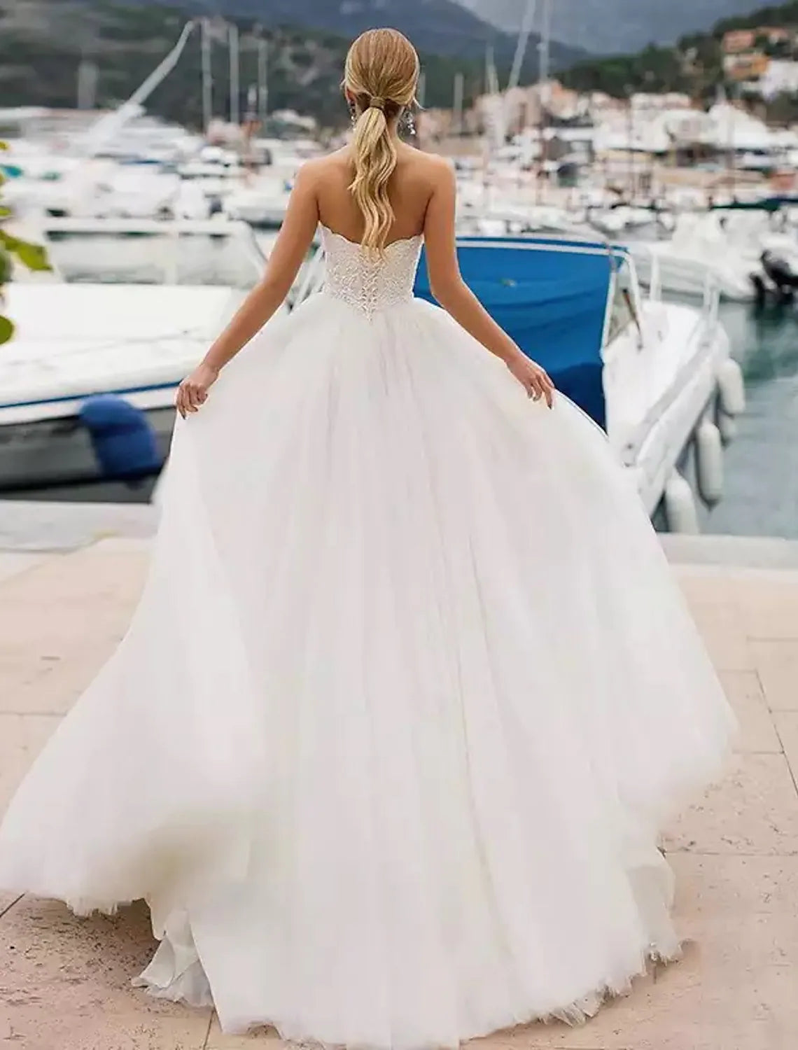 Beach Formal Wedding Dresses Ball Gown Strapless Strapless Lace