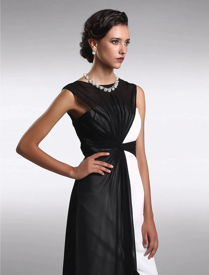 Little Black Dress Dress Wedding Guest Floor Length Sleeveless  V Back with Ruched