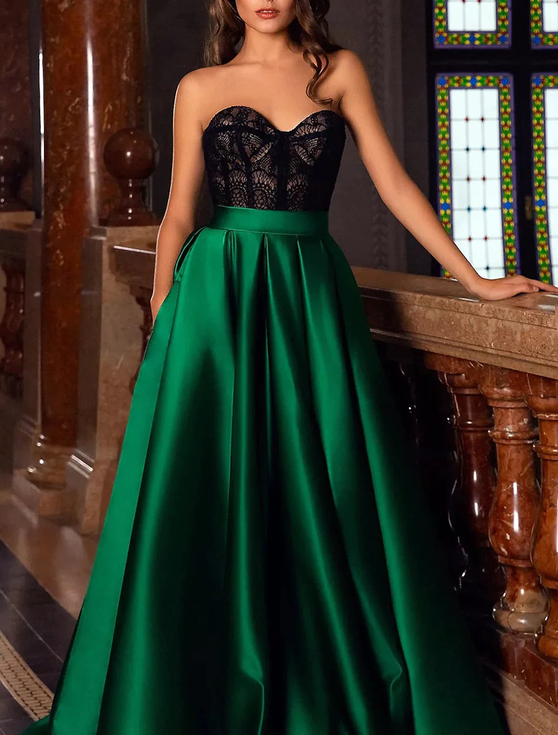 A-Line Evening Gown Vintage Dress Sleeveless Pocket with